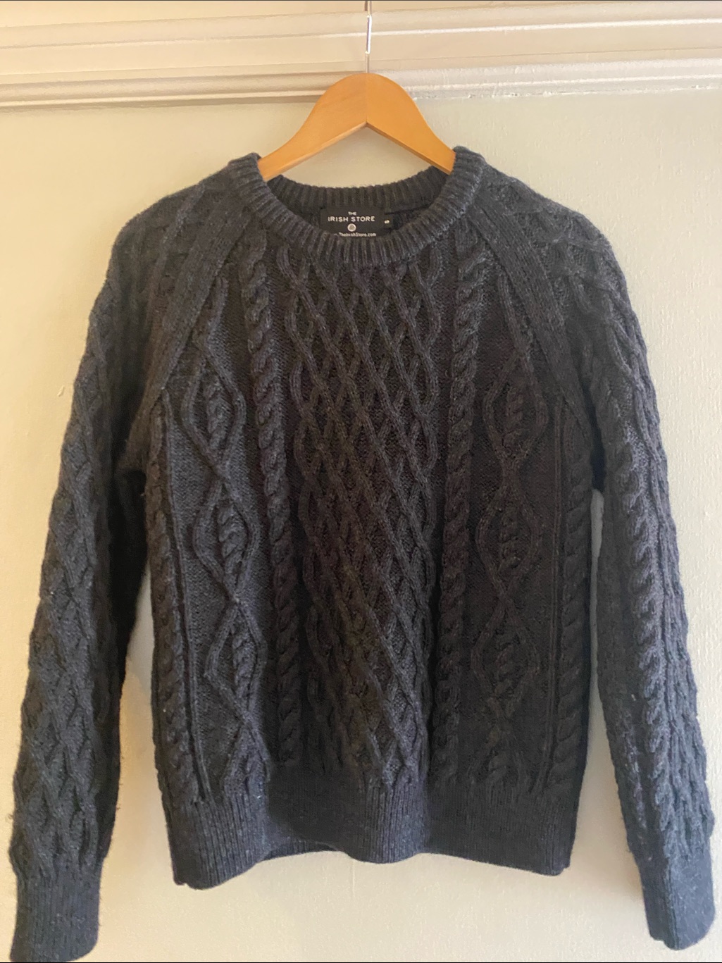 The Irish Store Women's Dark Gray Cable Knit Sweater